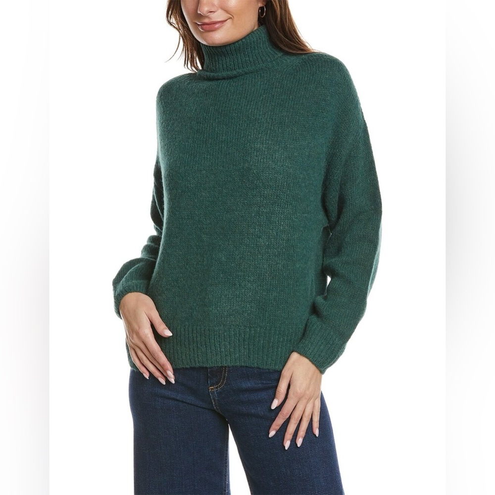 Nation LTD Forest Green Charlie Open Back Turtleneck Sweater Alpaca Merino Wool